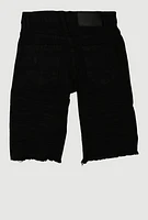 Boys Distressed Patch and Repair Denim Shorts, Black, Size 8