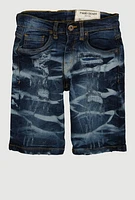 Boys Rip and Repair Whiskered Denim Shorts, Blue, Size 18