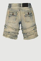 Boys Distressed Frayed Trim Cargo Shorts, Multi, Size 8