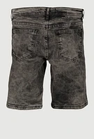 Boys Mineral Wash Distressed Shorts, Black, Size 16