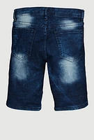 Boys Distressed Whiskered Denim Shorts, Blue,