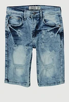 Boys Denim Distressed Shorts, Blue, Size 12