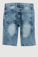 Boys Denim Distressed Shorts, Blue, Size 12