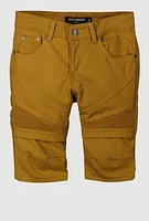Boys Denim Solid Moto Shorts, Brown, Size 8