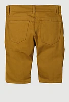 Boys Denim Solid Moto Shorts, Brown, Size 8