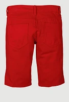 Boys Solid Distressed Denim Shorts, Red, Size 10