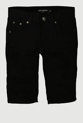 Boys Distressed Denim Shorts, Black, Size 12