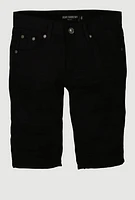 Boys Distressed Denim Shorts, Black, Size 12