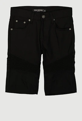 Boys Denim Moto Shorts, Black, Size 12