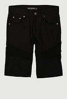 Boys Denim Moto Shorts, Black, Size 12
