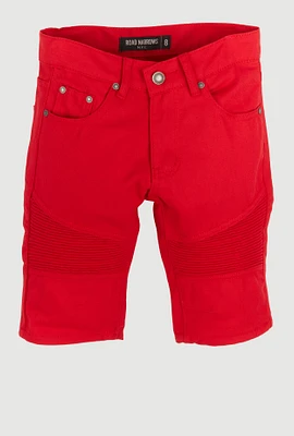 Boys Moto Denim Shorts, Red,