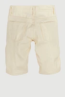 Boys Solid Denim Moto Shorts, Beige, Size 14