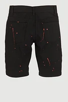 Boys Paint Splatter Moto Denim Shorts, Black, Size 14