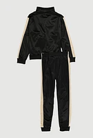 Boys Bear Graphic Zip Front Track Jacket and Joggers, Black, Size 12-14