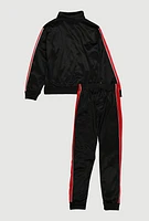 Boys Bear Graphic Zip Front Track Jacket and Joggers, Red, Size 8-10