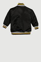 Little Boys Chenille City Graphic Patch Bomber Jacket, Black, Size 7