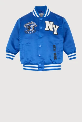 Little Boys Chenille City Graphic Patch Bomber Jacket,