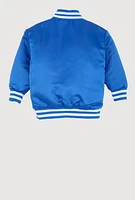 Little Boys Chenille City Graphic Patch Bomber Jacket, Blue, Size 4