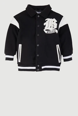 Little Boys B Initial Chenille Patch Letterman Jacket,