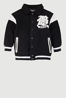 Little Boys B Initial Chenille Patch Letterman Jacket, Black,