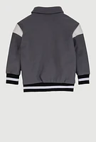 Little Boys B Initial Chenille Patch Letterman Jacket, Grey, Size 5-6