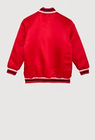 Boys Chenille Patch City Graphic Varsity Jacket, Red, Size 14-16