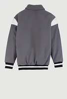 Womens Boys B Initial Chenille Patch Letterman Jacket, Grey, Size 8