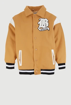 Womens Boys B Initial Chenille Patch Letterman Jacket,