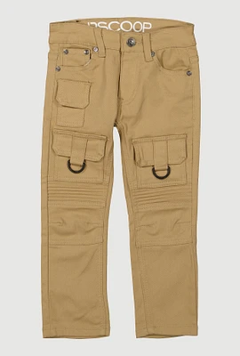 Little Boys Twill Moto Skinny Cargo Pants, Khaki, Size 4