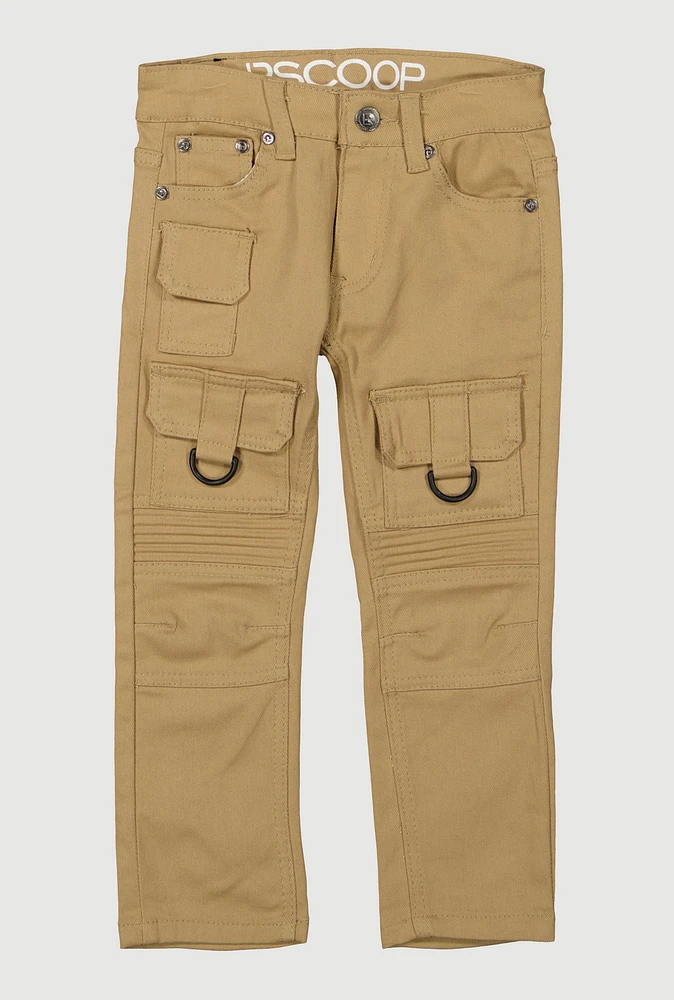 Little Boys Twill Moto Skinny Cargo Pants, Khaki, Size 5