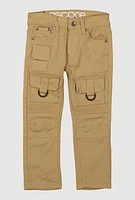 Little Boys Twill Moto Skinny Cargo Pants, Khaki, Size 5