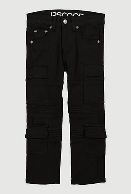 Little Boys Cargo Pocket Motto Jeans, Black,