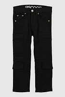 Little Boys Cargo Pocket Moto Jeans, Black, Size 7