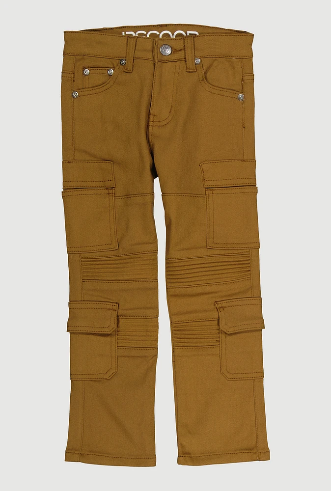 Little Boys Moto Cargo Pants, Brown, Size 6