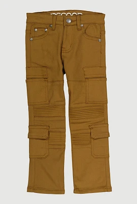 Little Boys Moto Cargo Pants, Brown, Size 6