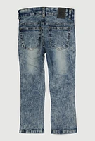 Little Boys Decorative Stitch Distressed Skinny Jeans, Blue, Size 7