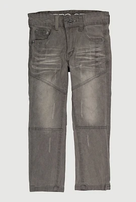 Little Boys Whiskered Skinny Jeans, Grey, Size 6