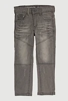 Little Boys Whiskered Skinny Jeans, Grey, Size 6