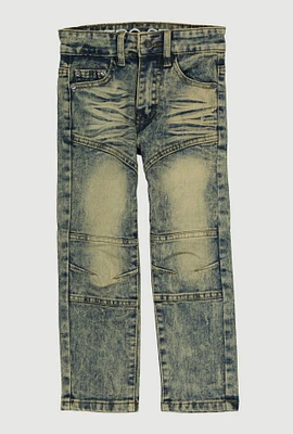 Little Boys Distressed Moto Jeans, Blue, Size 5