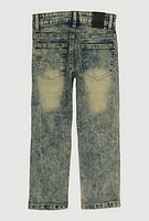 Little Boys Distressed Moto Jeans, Blue, Size 7