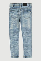 Little Boys Distressed Whiskered Skinny Jeans, Blue, Size 6