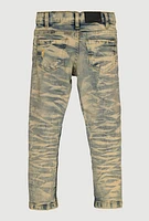 Little Boys Whiskered Distressed Faded Jeans, Blue,
