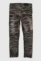 Little Boys Mineral Wash Whiskered Jeans, Black, Size 7