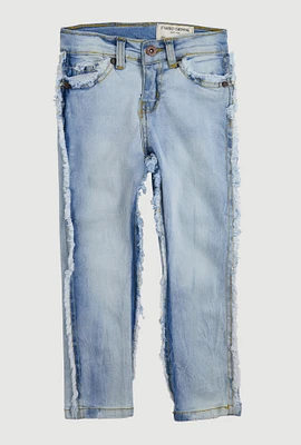Little Boys Frayed Decorative Stitch Jeans, Blue,