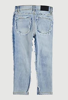 Little Boys Frayed Decorative Stitch Jeans, Blue, Size 7