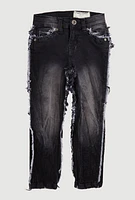 Little Boys Frayed Denim Jeans, Black,