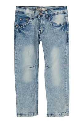 Little Boys Acid Wash Skinny Jeans, Blue, Size 7