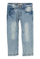 Little Boys Acid Wash Skinny Jeans, Blue, Size 7