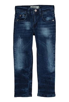 Little Boys Straight Leg Whiskered Jeans, Blue, Size 4