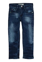 Little Boys Straight Leg Whiskered Jeans, Blue, Size 4